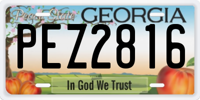 GA license plate PEZ2816