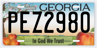 GA license plate PEZ2980