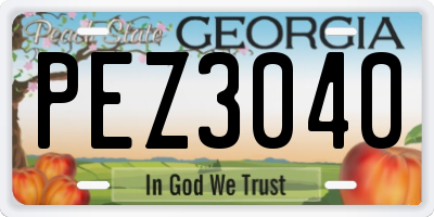 GA license plate PEZ3040