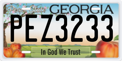 GA license plate PEZ3233