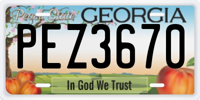 GA license plate PEZ3670