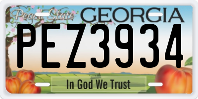 GA license plate PEZ3934