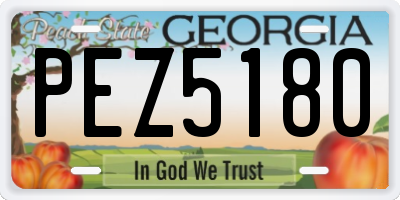 GA license plate PEZ5180