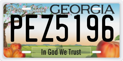 GA license plate PEZ5196
