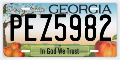 GA license plate PEZ5982