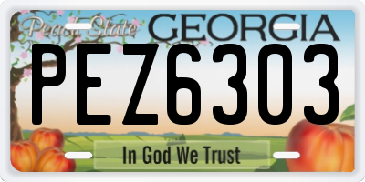 GA license plate PEZ6303