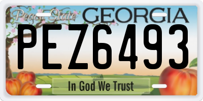 GA license plate PEZ6493