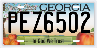 GA license plate PEZ6502