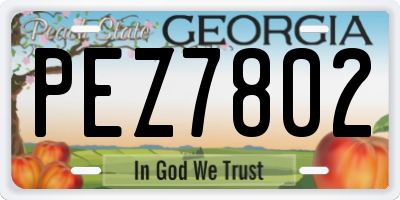 GA license plate PEZ7802