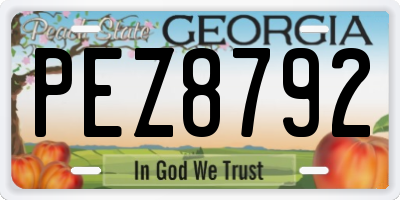 GA license plate PEZ8792