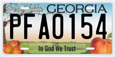 GA license plate PFA0154