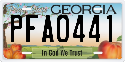 GA license plate PFA0441