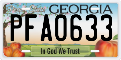 GA license plate PFA0633
