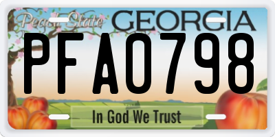 GA license plate PFA0798