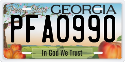 GA license plate PFA0990