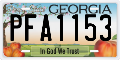 GA license plate PFA1153