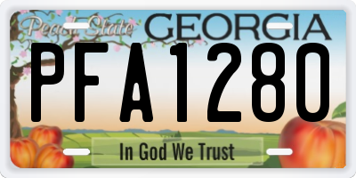 GA license plate PFA1280