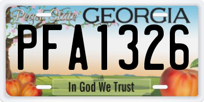 GA license plate PFA1326
