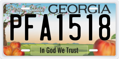 GA license plate PFA1518