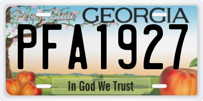 GA license plate PFA1927