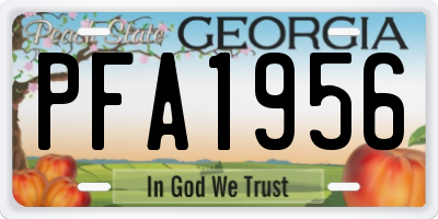 GA license plate PFA1956