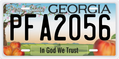 GA license plate PFA2056