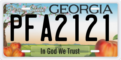 GA license plate PFA2121