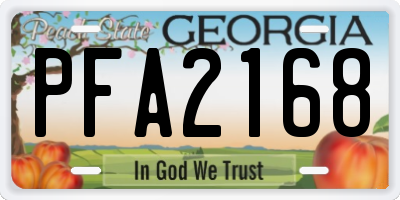 GA license plate PFA2168