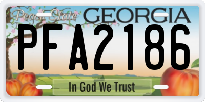 GA license plate PFA2186