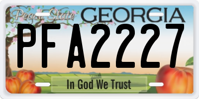 GA license plate PFA2227