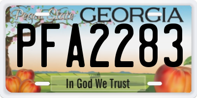 GA license plate PFA2283