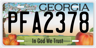 GA license plate PFA2378