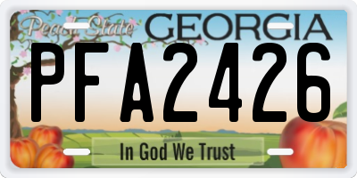GA license plate PFA2426