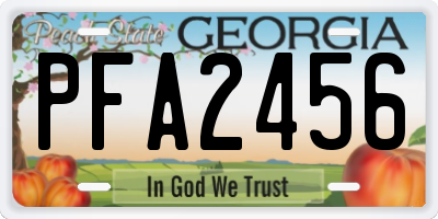 GA license plate PFA2456