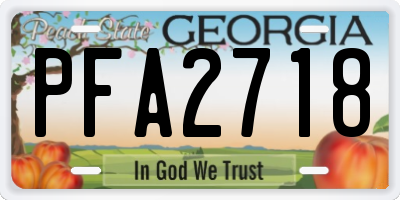 GA license plate PFA2718