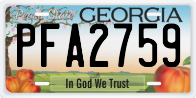 GA license plate PFA2759