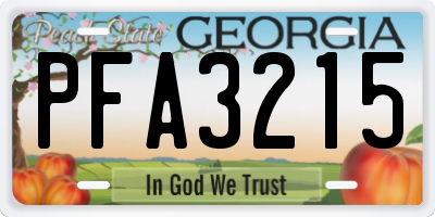 GA license plate PFA3215