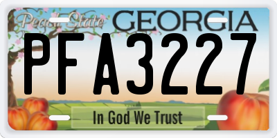 GA license plate PFA3227