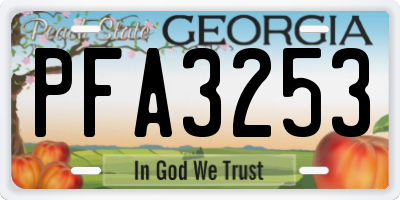 GA license plate PFA3253
