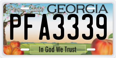 GA license plate PFA3339