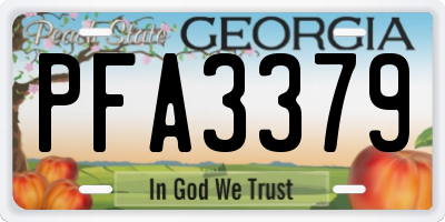 GA license plate PFA3379