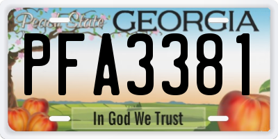 GA license plate PFA3381