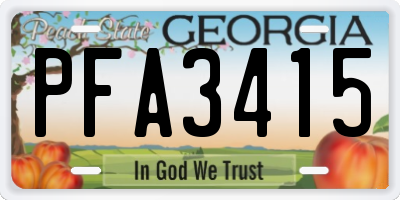 GA license plate PFA3415