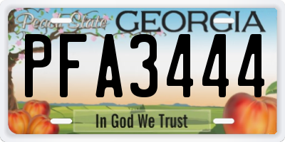 GA license plate PFA3444