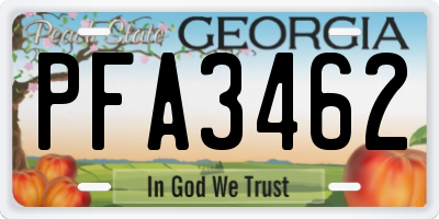 GA license plate PFA3462
