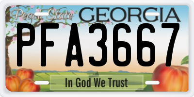GA license plate PFA3667