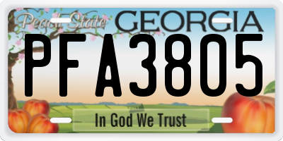 GA license plate PFA3805