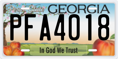 GA license plate PFA4018