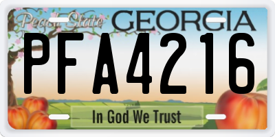GA license plate PFA4216