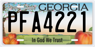 GA license plate PFA4221